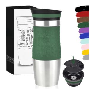 Insulated Mug, Coffee Cup to Go, 370 ml / 450 ml, 100% Leak-Proof, Stainless Steel Drinking Cup, Car Mug, Double Wall Insulation, Thermal Mug, Travel Mug (Olive-Green, 450 ml)